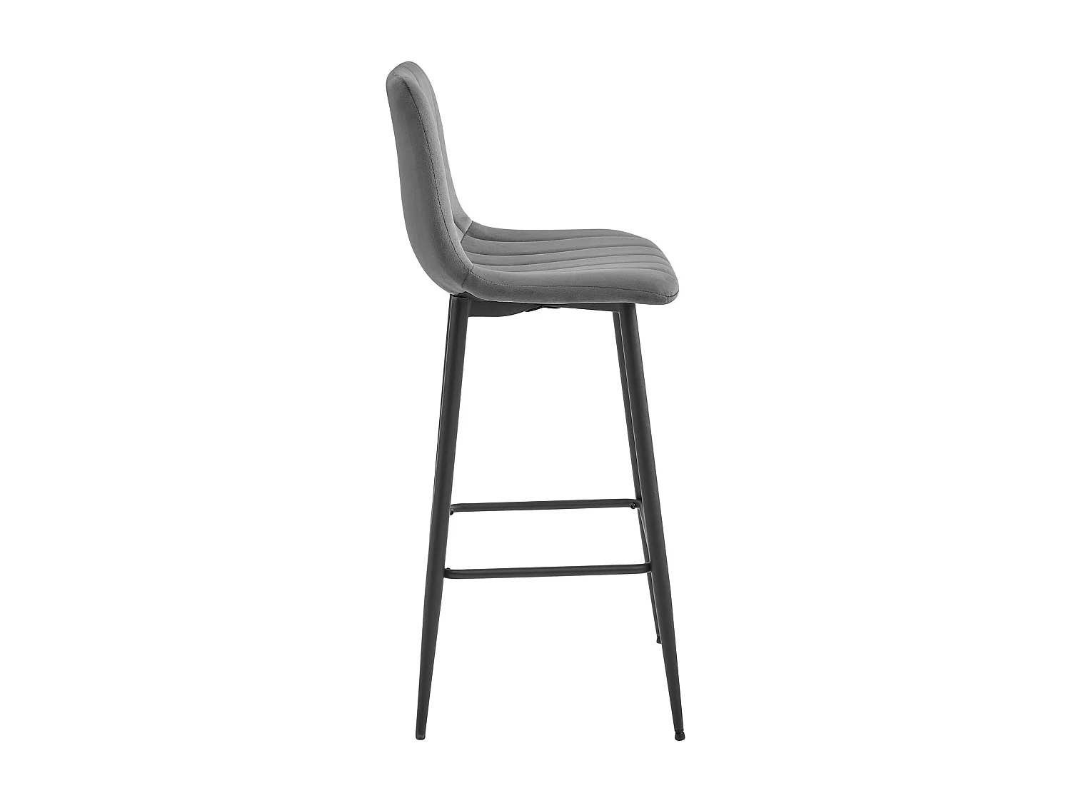 Tabouret Valora POZZA en velours gris foncé, pieds noirs, pour cuisine (x4)
