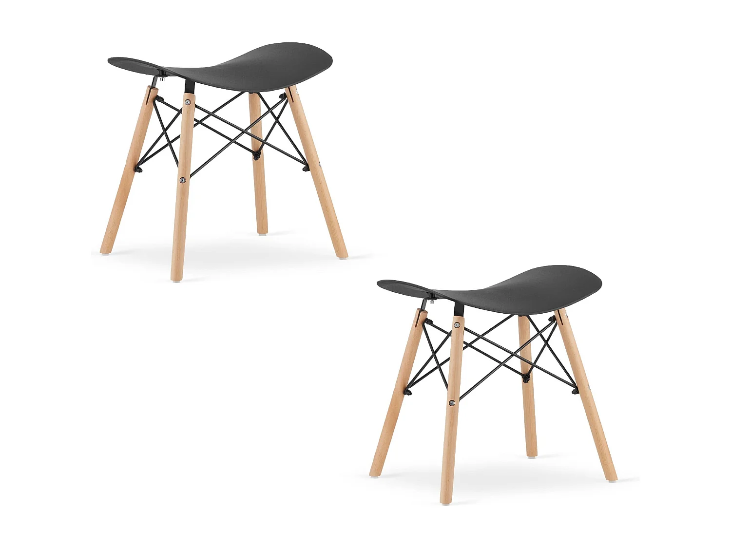 Valora KORFU Hocker, schwarz, ergonomisches Design für die Küche (2 Stück)