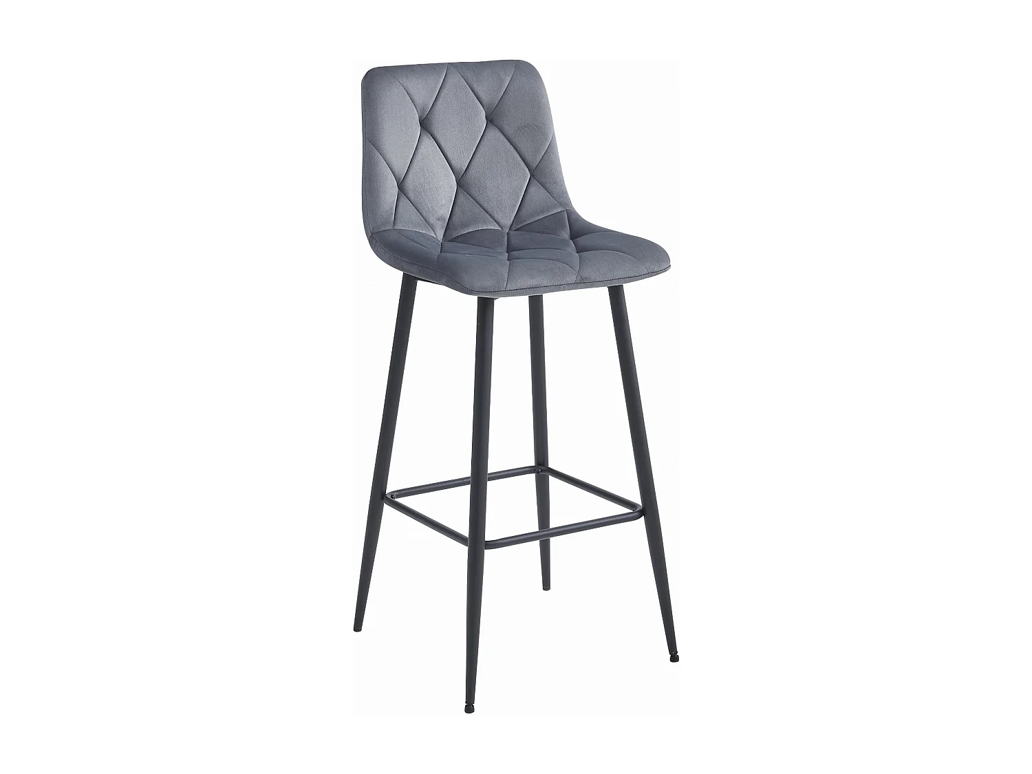 Tabouret Valora KODA, velours gris foncé, pieds noirs x4