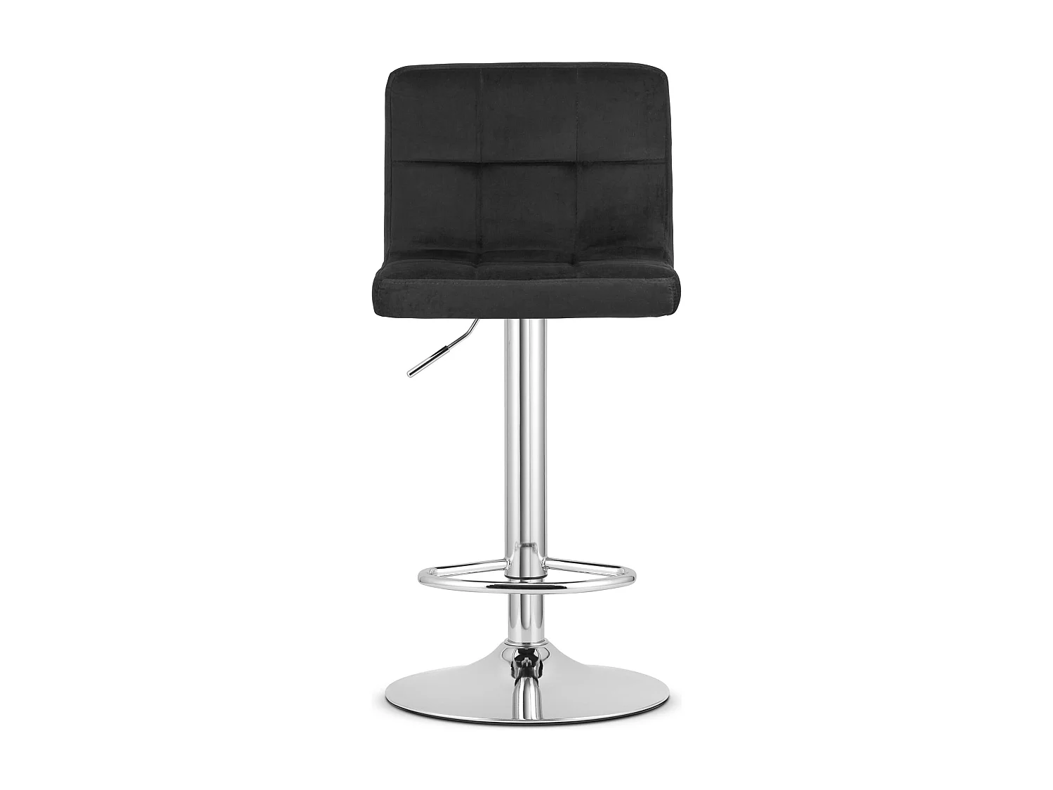 Tabouret pivotant Valora HAXU en velours noir avec base chromée