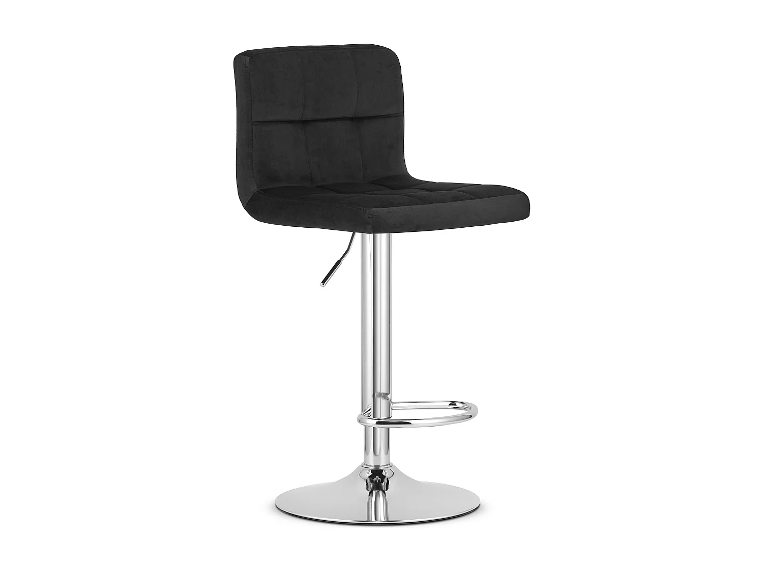 Tabouret pivotant Valora HAXU en velours noir avec base chromée