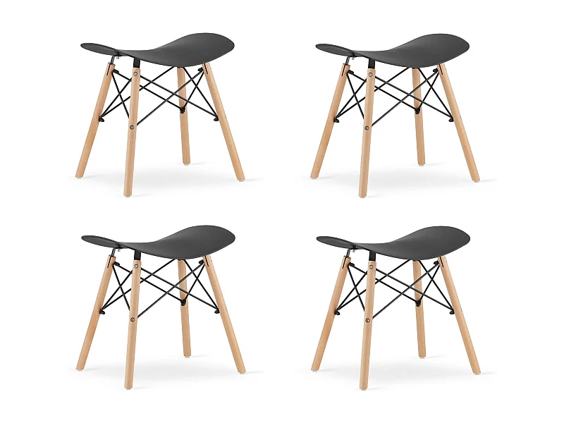 Tabouret Valora CORFU noir, design ergonomique pour la cuisine (x4)