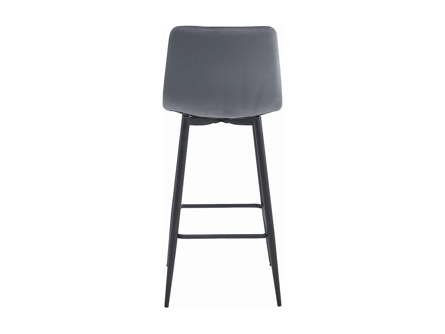 Tabouret Valora KODA en velours gris foncé, pieds noirs