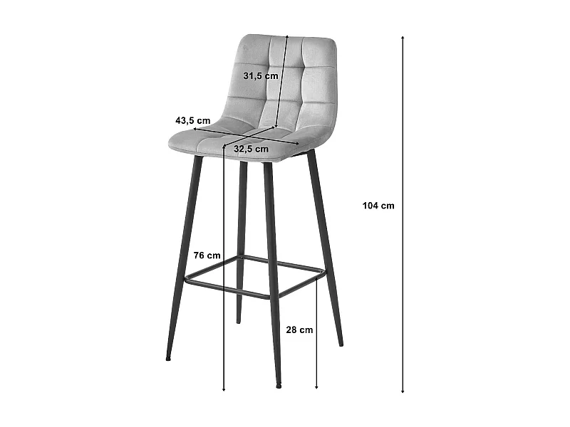 Valora TEOTO Hocker, schwarzer Samt, ergonomisches Design für die Küche