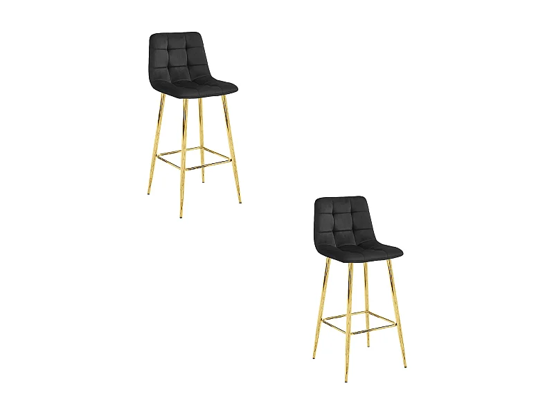 Taburete Valora TEOTO, terciopelo negro, patas doradas (x2)