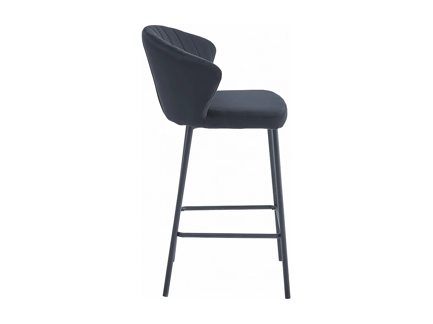 Tabouret de bar Valora GATTA en velours noir avec pieds noirs (x4)