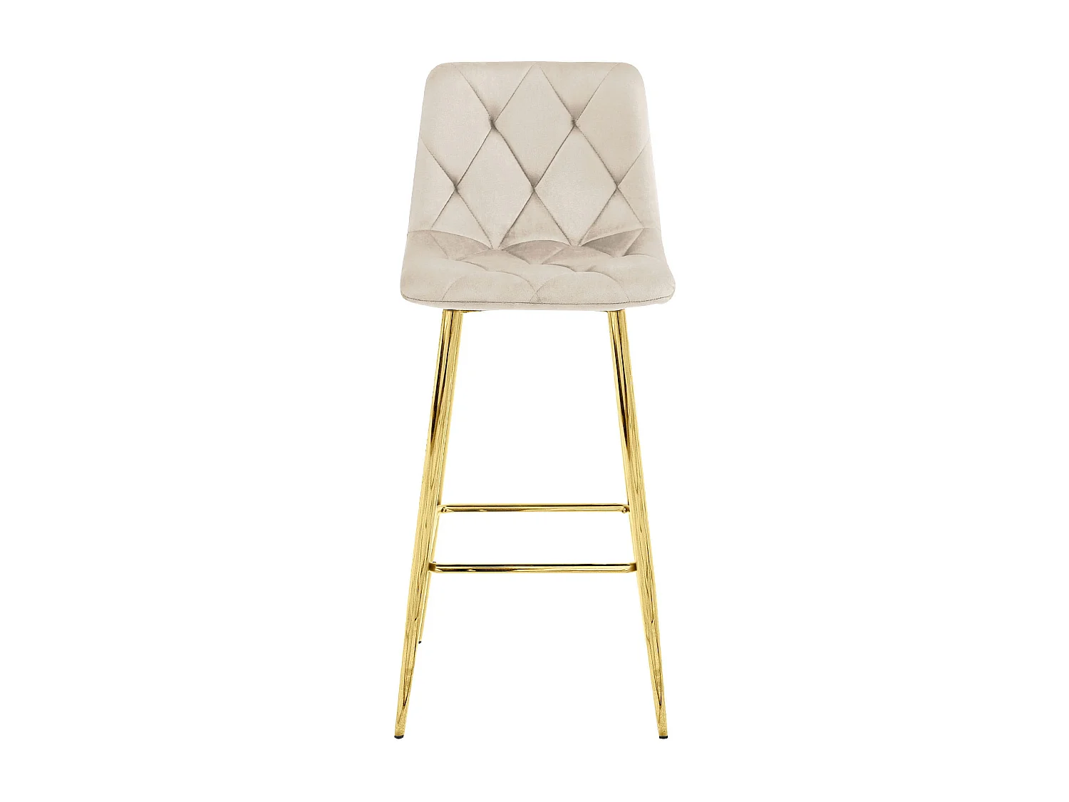 Tabouret de bar Valora KODA, velours beige, pieds dorés, pour cuisine (x4)