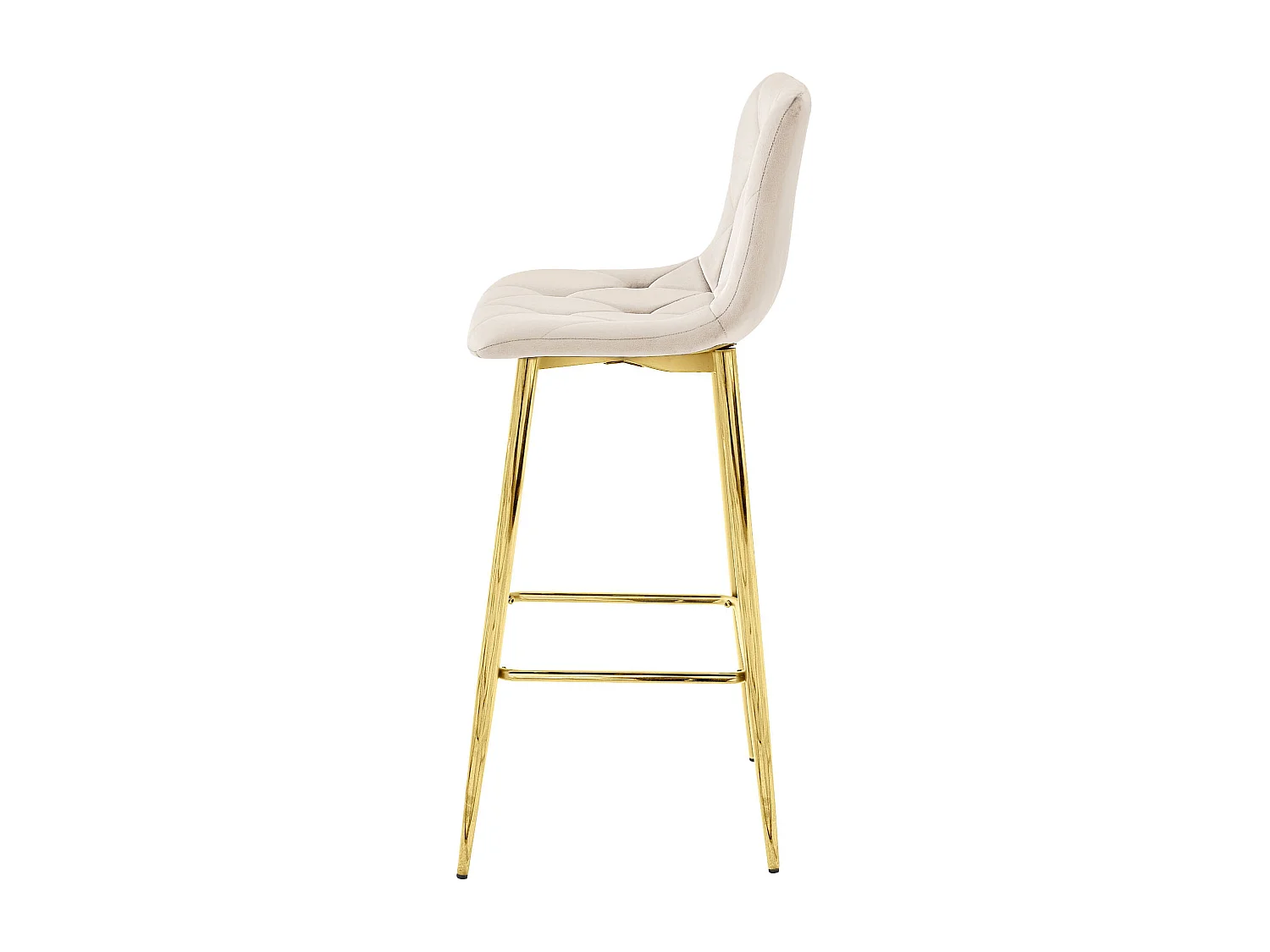 Tabouret de bar Valora KODA, velours beige, pieds dorés, pour cuisine (x4)