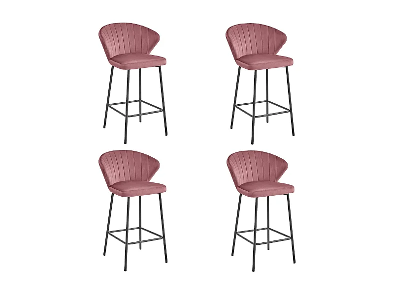 Tabouret Valora GATTA en velours rose foncé, design moderne pour la cuisine (x4)
