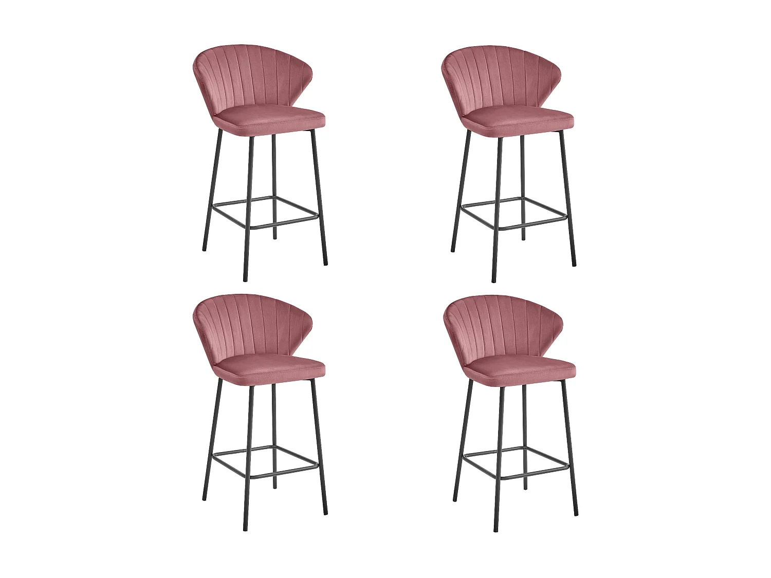Tabouret Valora GATTA en velours rose foncé, design moderne pour la cuisine (x4)