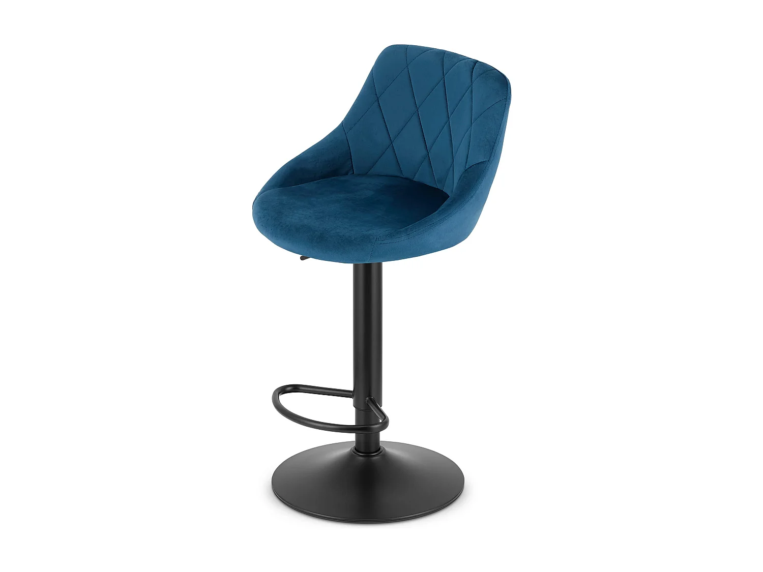 Tabouret pivotant Valora DAKA en velours bleu marine avec base noire