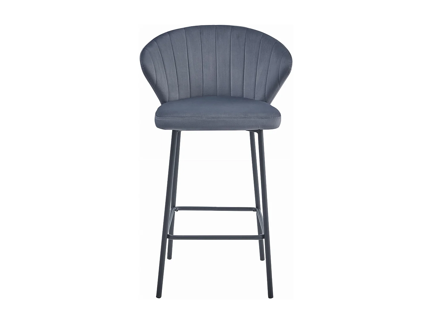 Tabouret de bar Valora GATTA, velours gris foncé, pieds noirs (x4)