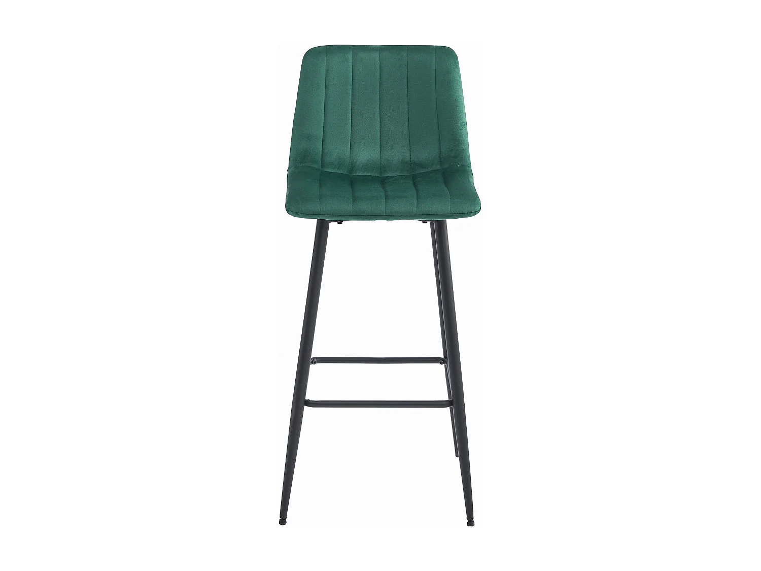 Valora POZZA Tabouret en velours vert foncé, pieds noirs, pour cuisine x4