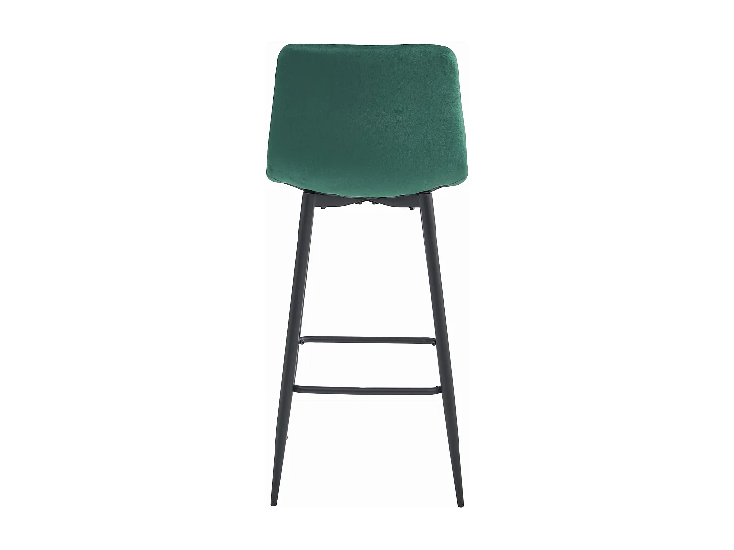 Valora POZZA Tabouret en velours vert foncé, pieds noirs, pour cuisine x4