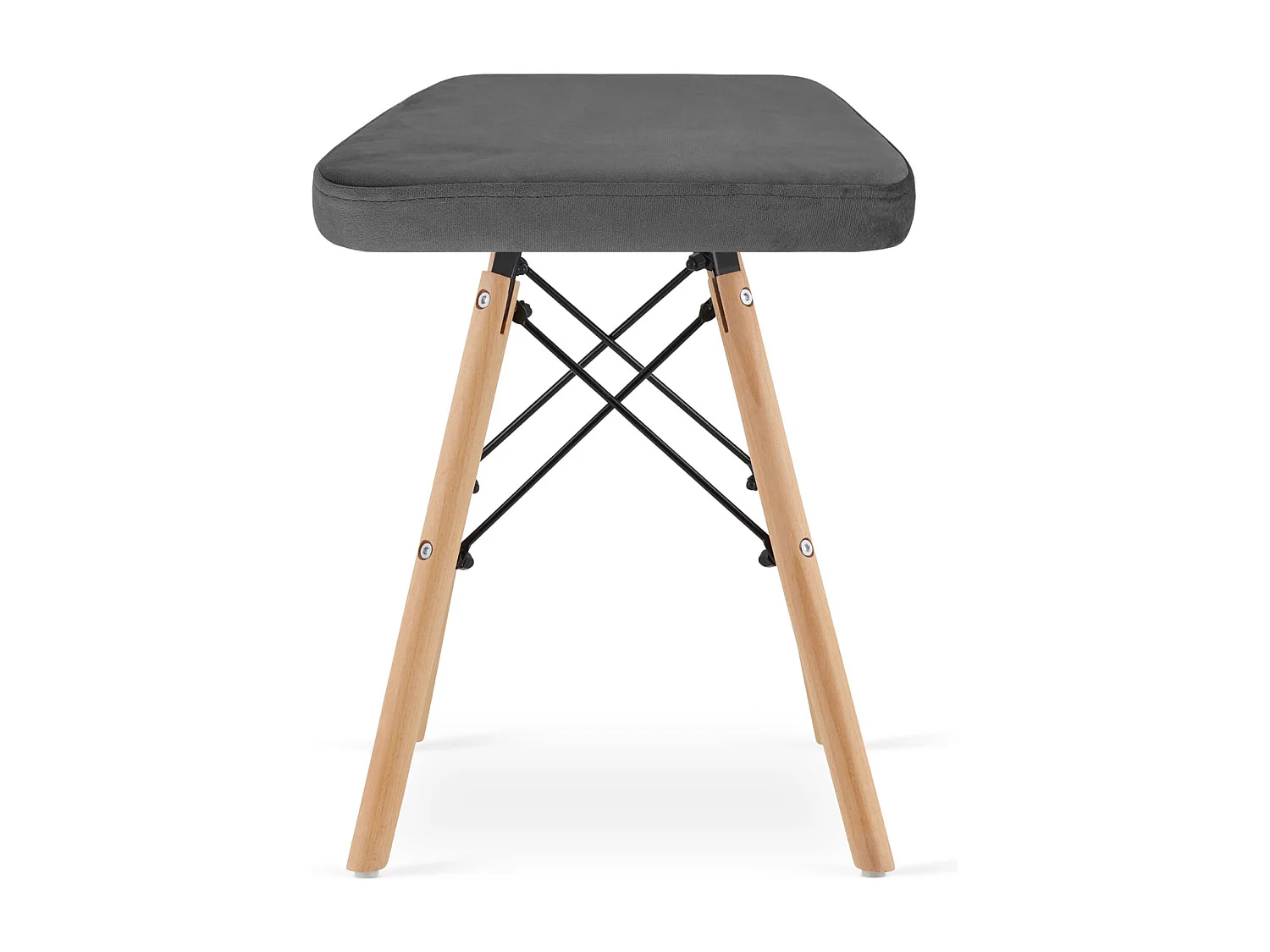 Valora PEKO TABOURET Velours Gris Pieds Naturels x2