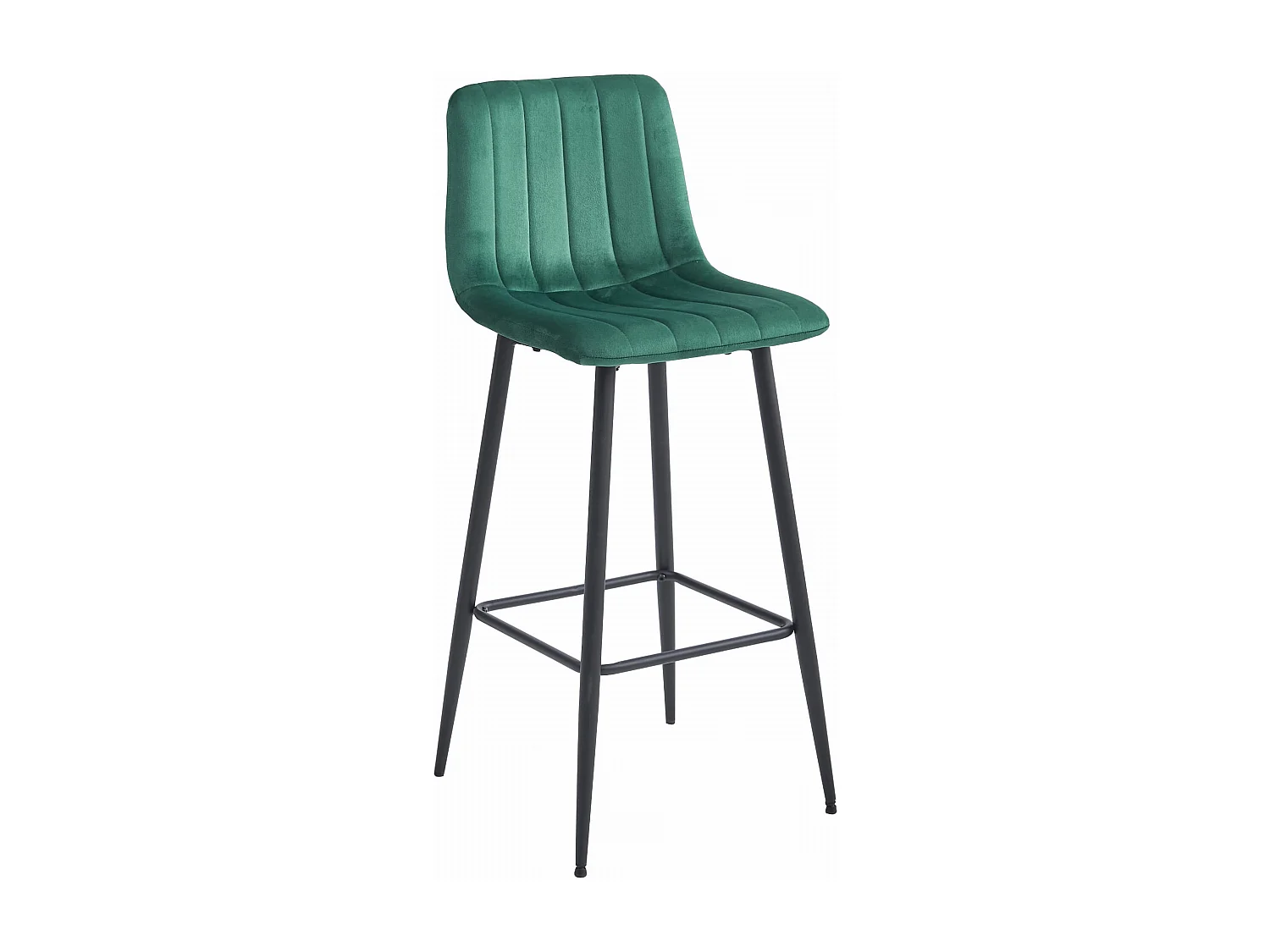 Tabouret Valora POZZA en velours vert foncé avec pieds noirs pour la cuisine (x3)
