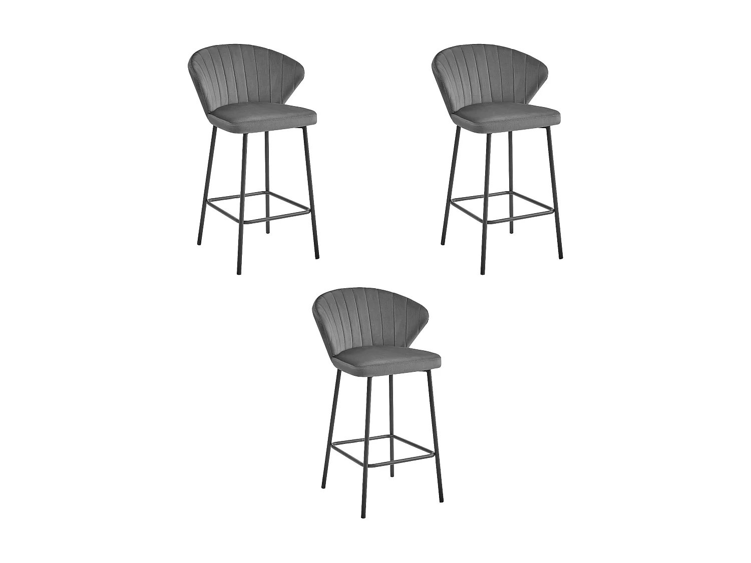 Sgabello Valora GATTA in velluto grigio scuro con gambe nere x3