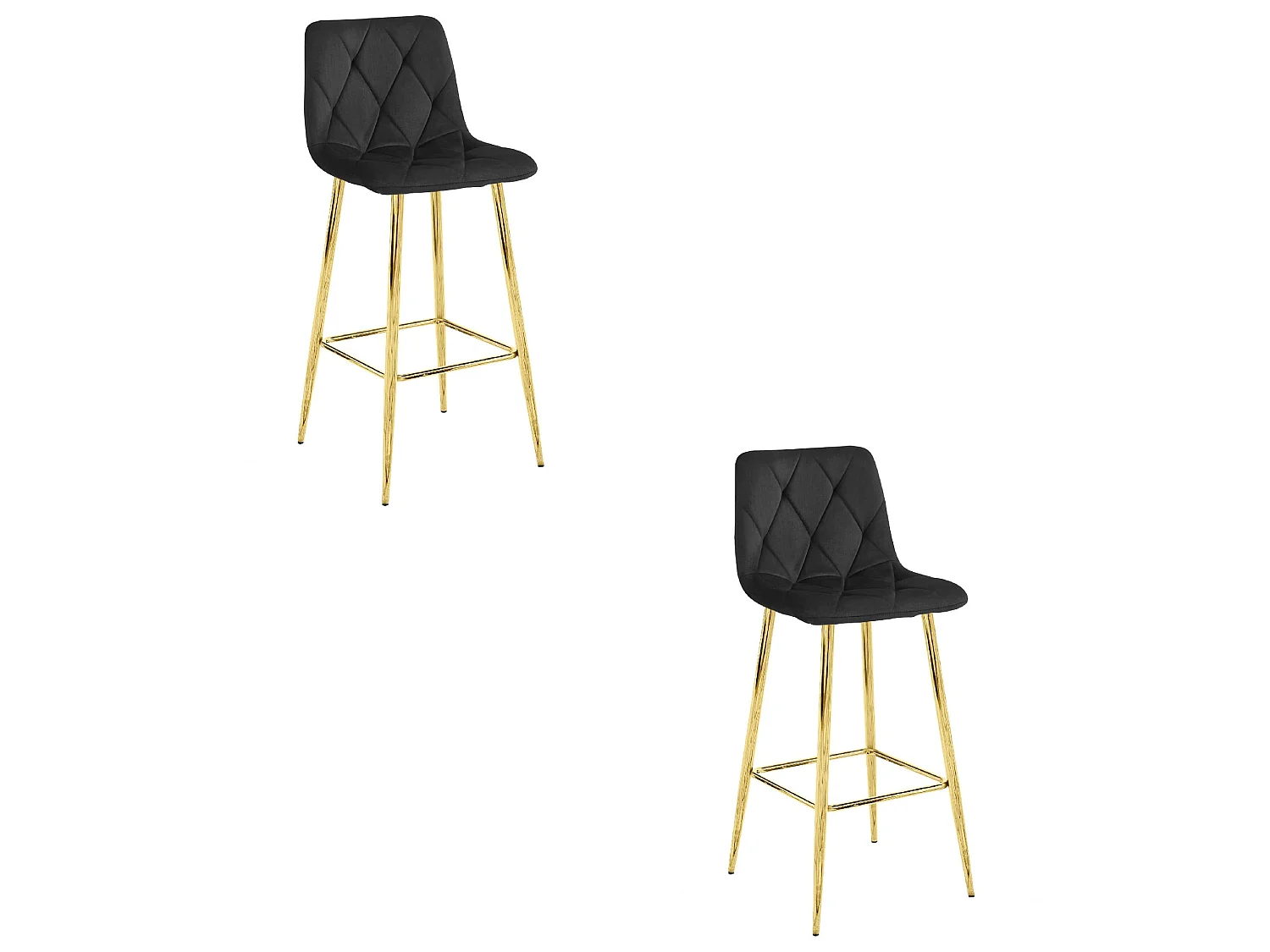 Tabouret Valora KODA en velours noir, design moderne (x2)