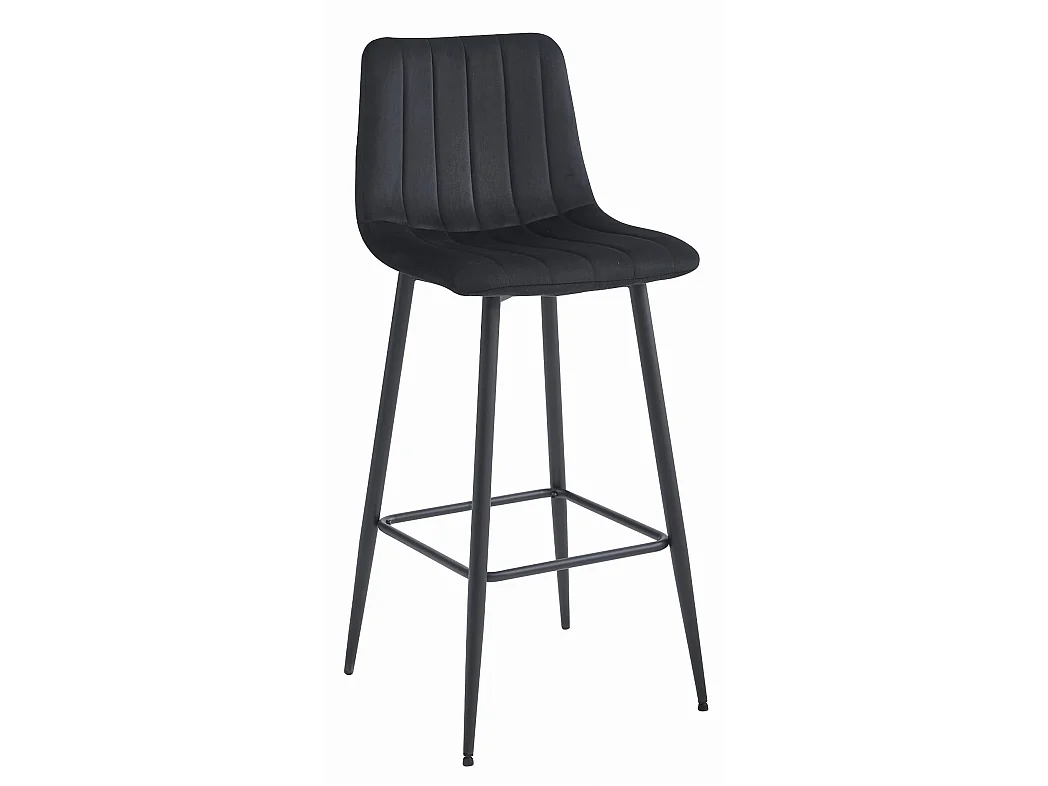 Tabouret Valora POZZA en velours noir, design ergonomique pour la cuisine (x2)