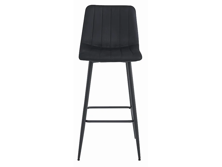 Tabouret Valora POZZA en velours noir, design ergonomique pour la cuisine (x2)