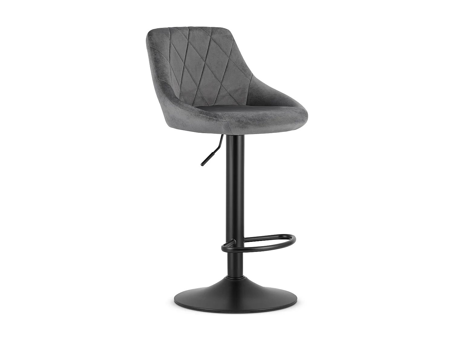 Tabouret pivotant Valora DAKA, velours gris, base noire