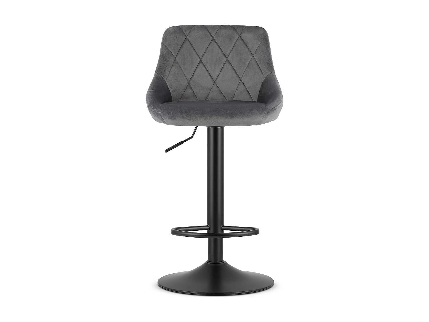 Tabouret pivotant Valora DAKA, velours gris, base noire