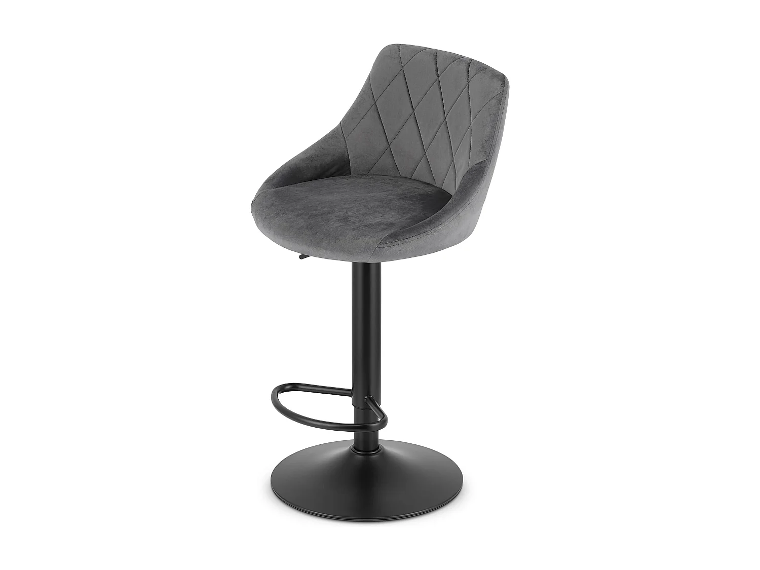 Tabouret pivotant Valora DAKA, velours gris, base noire