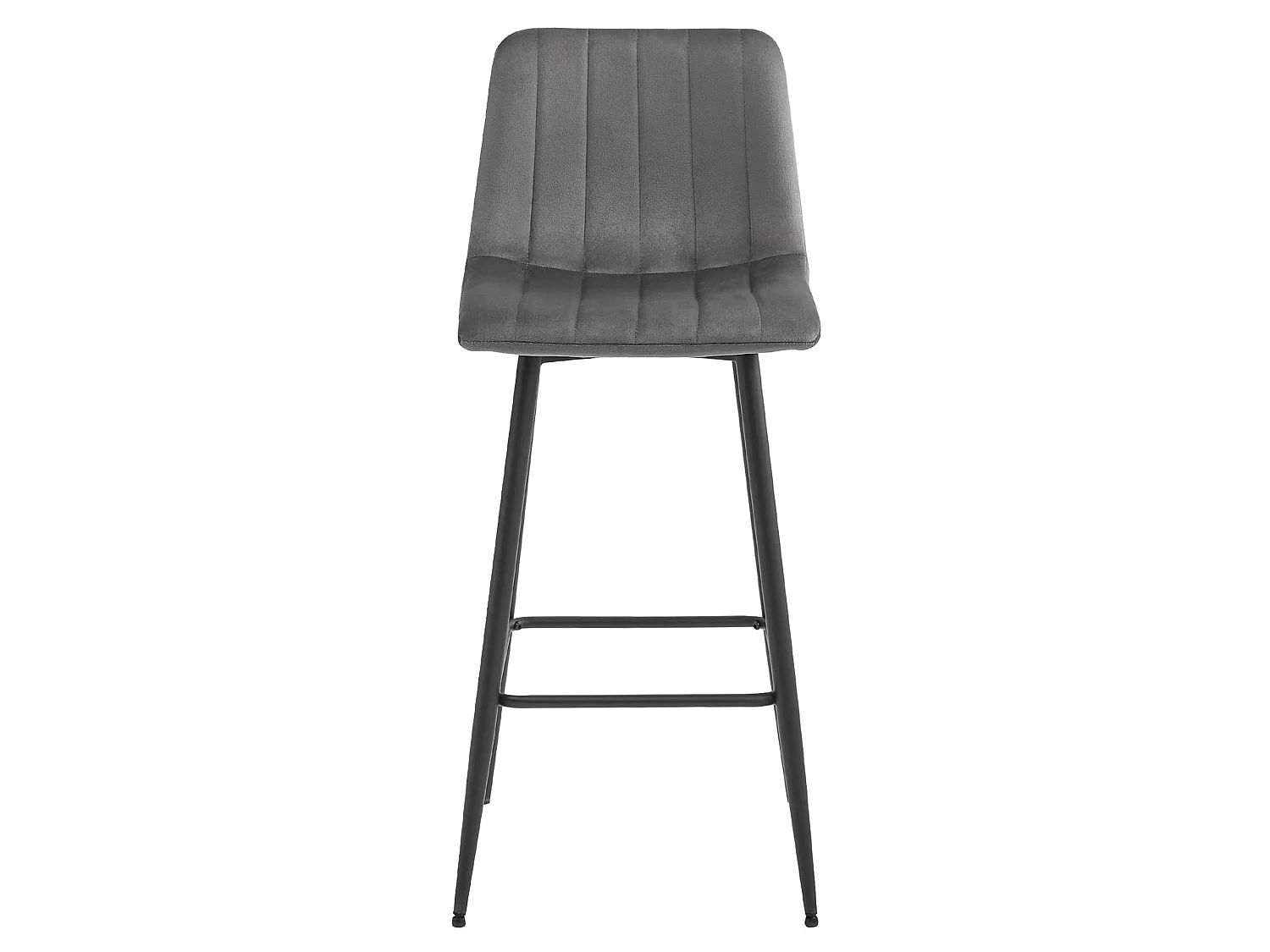 Tabouret Valora POZZA en velours gris foncé avec pieds noirs pour la cuisine