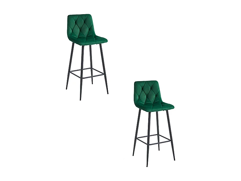 Tabouret Valora KODA en velours vert foncé, pieds noirs x2