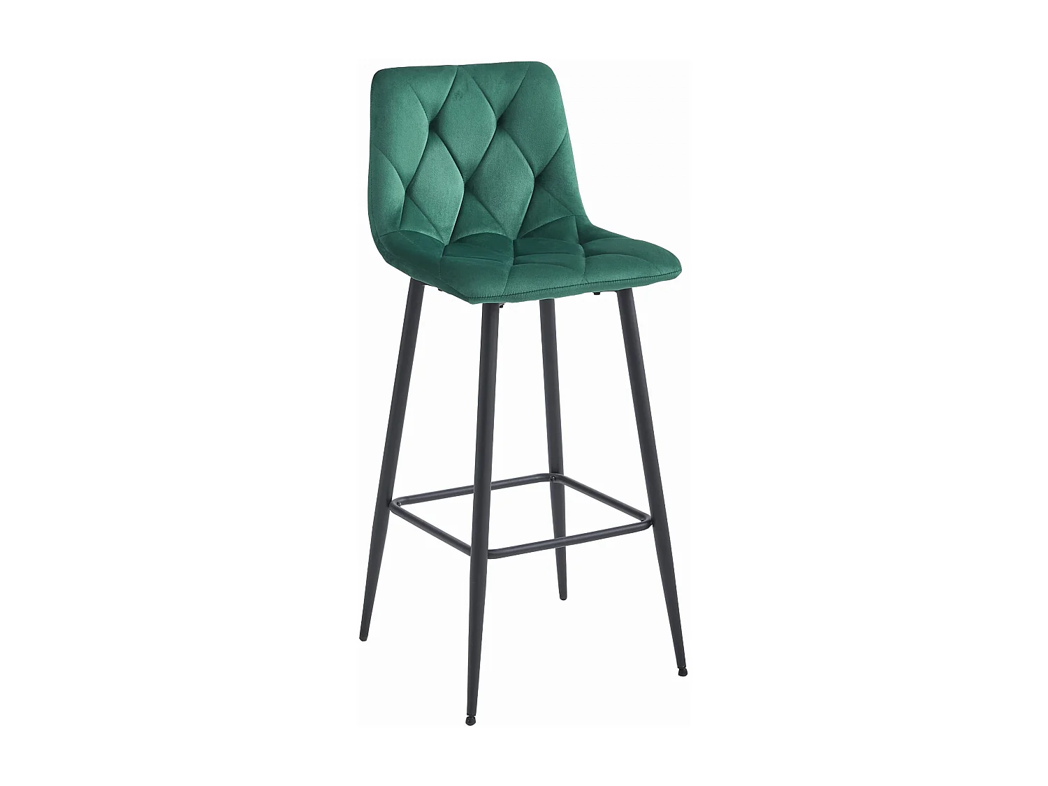 Tabouret Valora KODA en velours vert foncé, pieds noirs x2