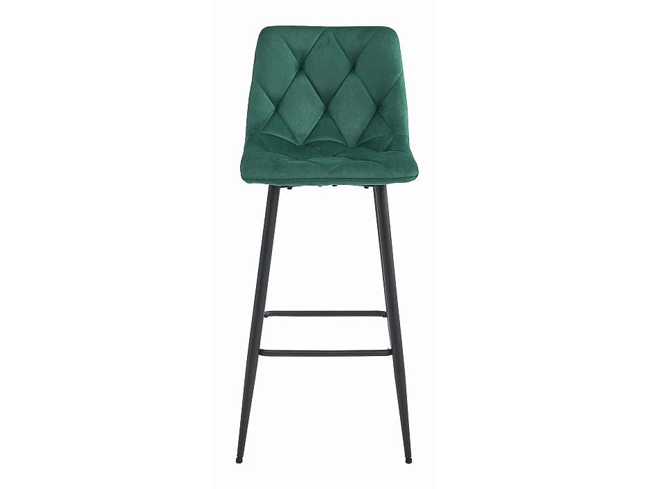 Tabouret Valora KODA en velours vert foncé, pieds noirs x2