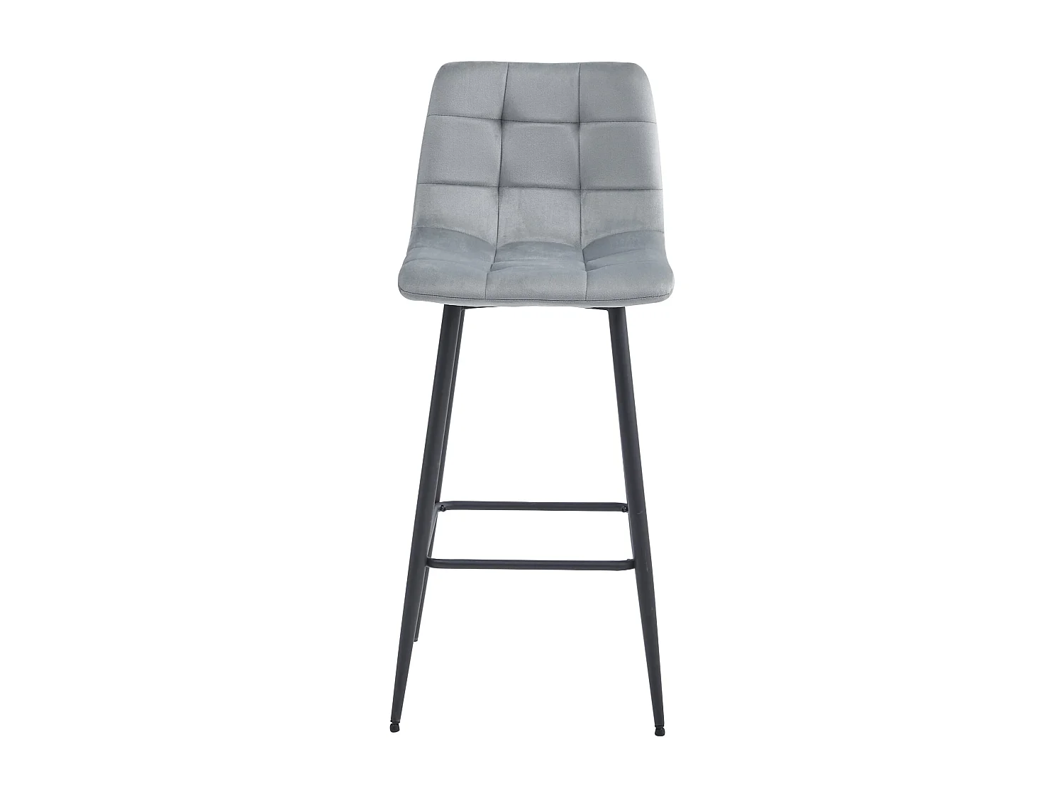 Tabouret Valora TEOTO Gris Argent Velours Pieds Noirs pour Cuisine x3