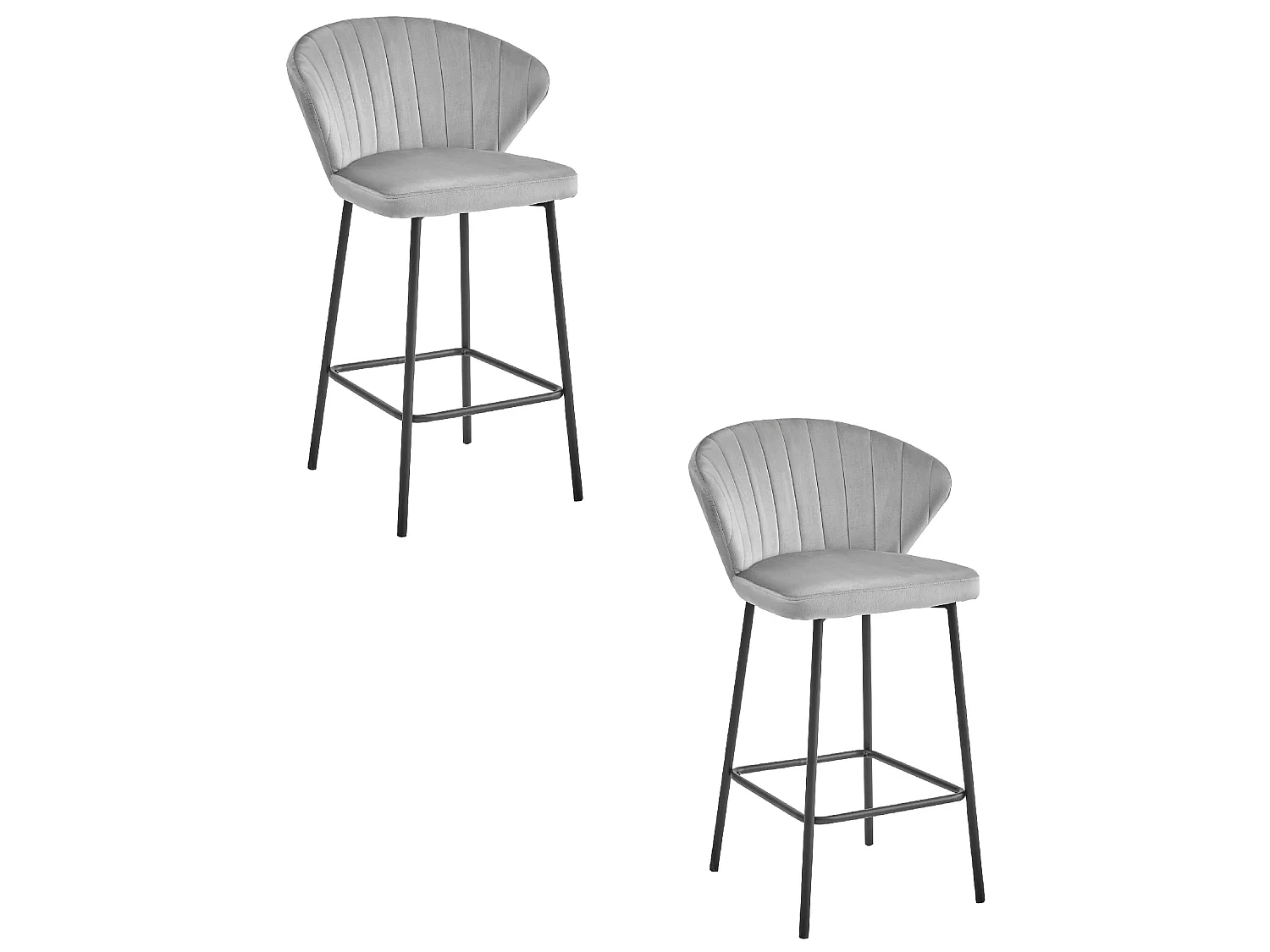 Sgabello Valora GATTA in velluto grigio argento con gambe nere per cucina x2