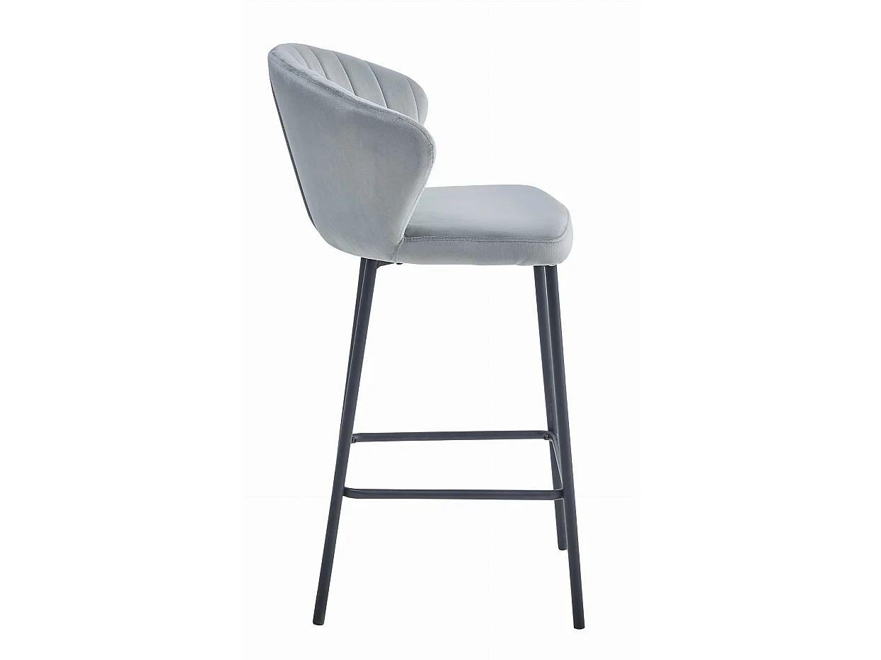 Sgabello Valora GATTA in velluto grigio argento con gambe nere per cucina x2