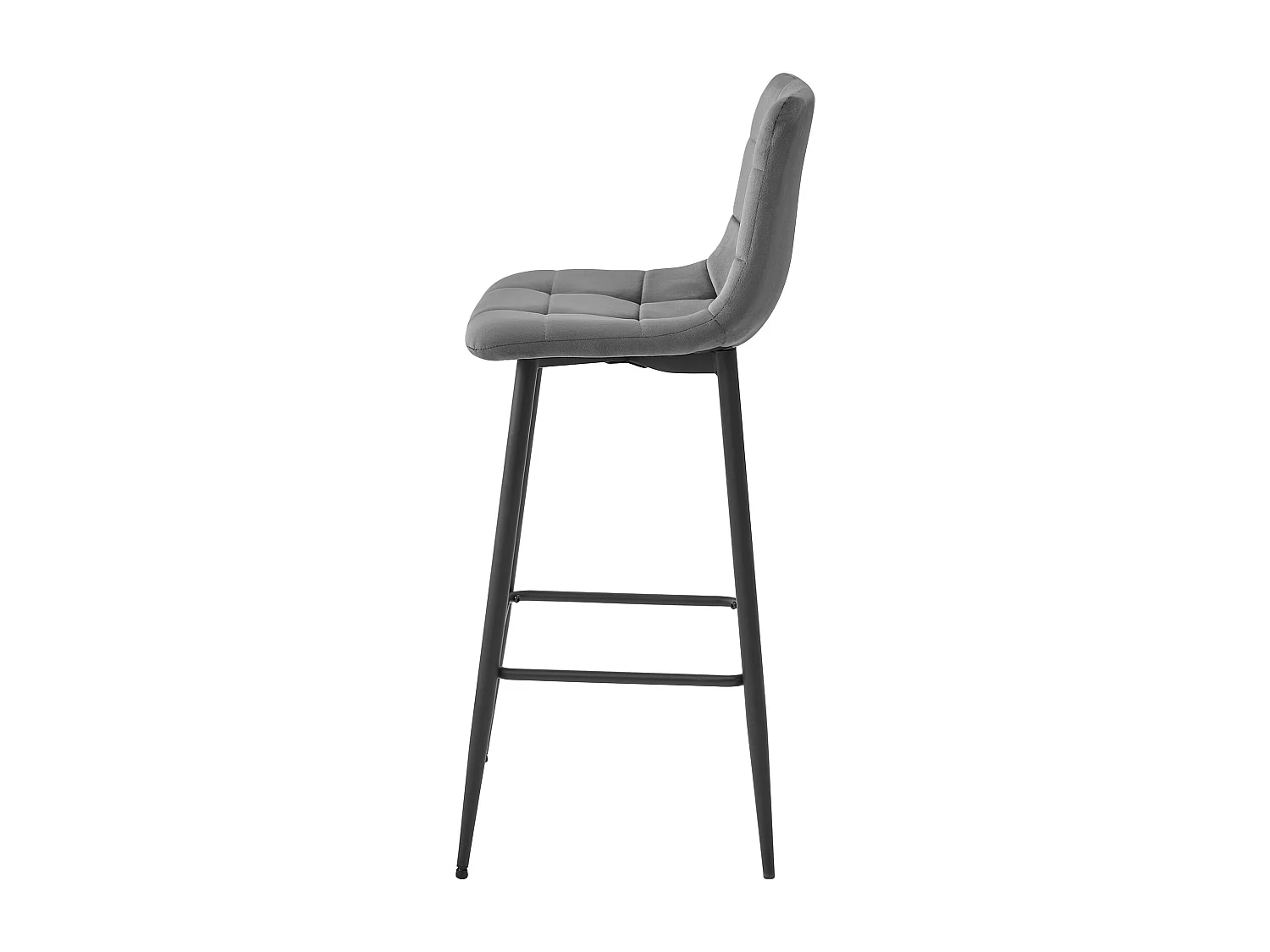 Tabouret Valora TEOTO en velours gris foncé avec pieds noirs pour la cuisine