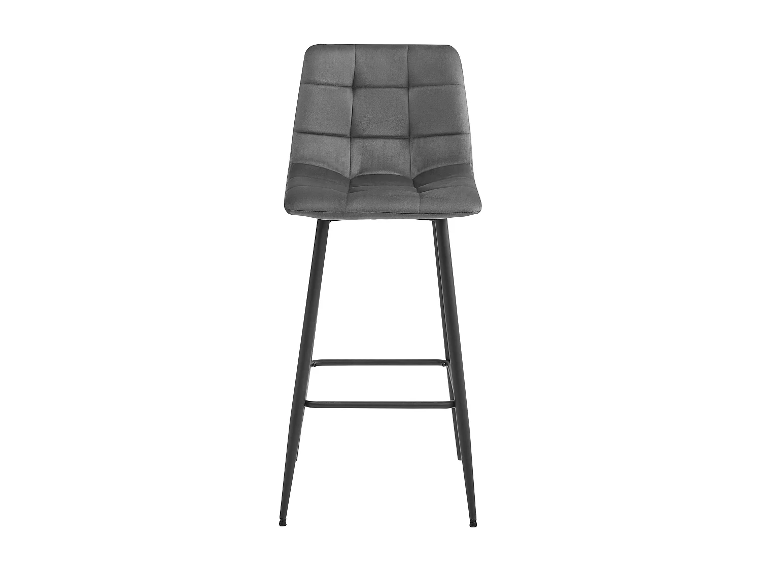 Tabouret Valora TEOTO en velours gris foncé avec pieds noirs pour la cuisine
