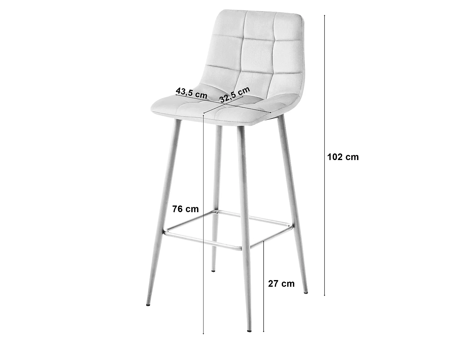 Sgabello Valora TEOTO in velluto grigio scuro con gambe nere per cucina