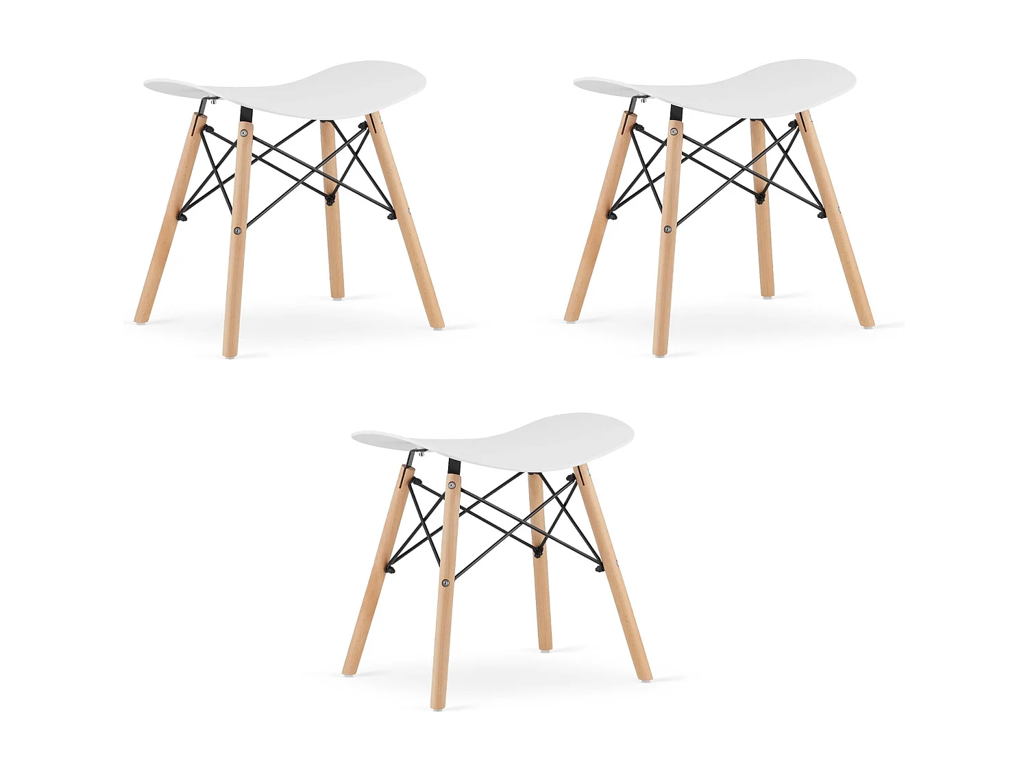 Tabouret Valora CORFU blanc, design ergonomique pour la cuisine (x3)