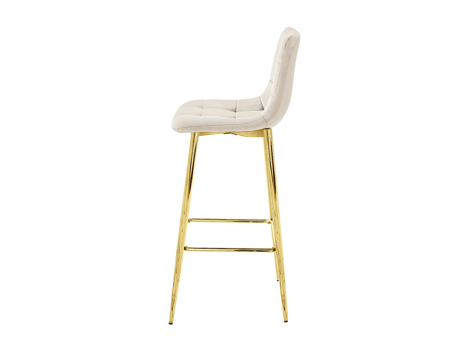 Tabouret Valora TEOTO en velours beige avec pieds dorés pour la cuisine (x3)