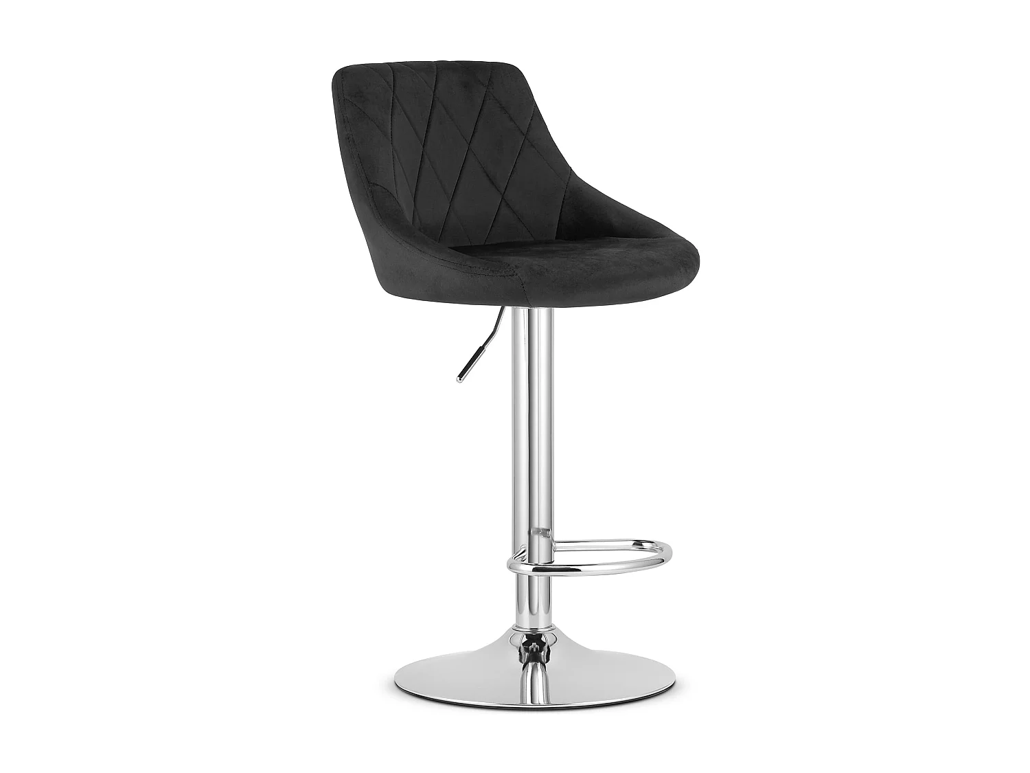 Tabouret pivotant Valora DAKA en velours noir avec base chromée