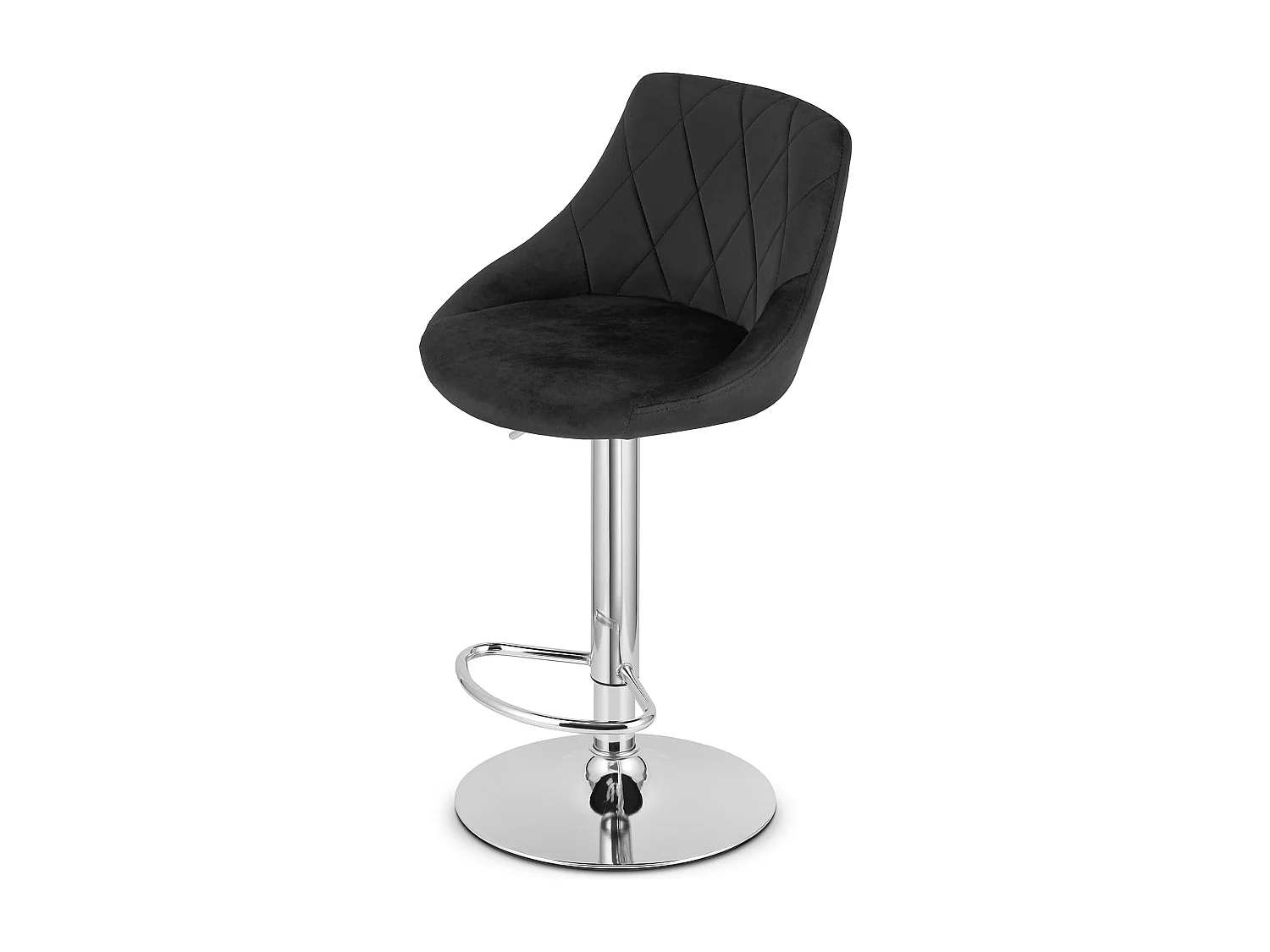 Tabouret pivotant Valora DAKA en velours noir avec base chromée