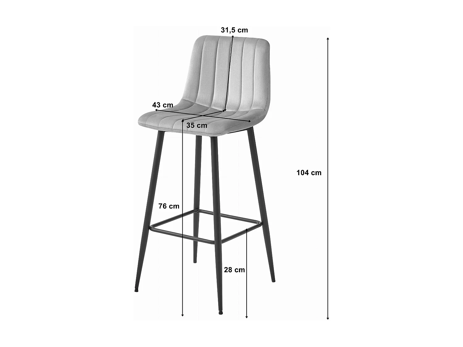 Valora POZZA Hocker, dunkelgrüner Samt, schwarze Beine, für die Küche (2er-Pack)