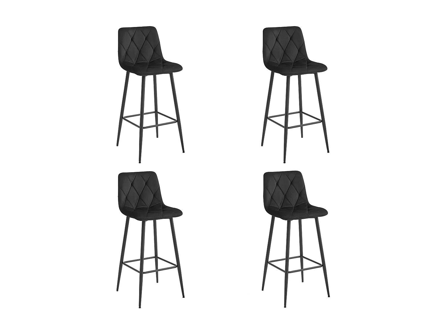 Stołek Valora KODA, czarny aksamit, czarne nogi x4