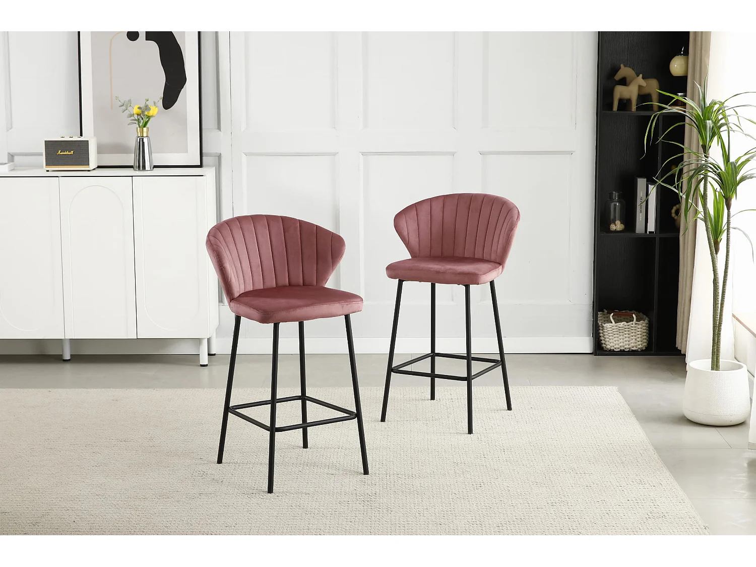 Sgabello moderno in velluto rosa scuro Valora GATTA per cucina