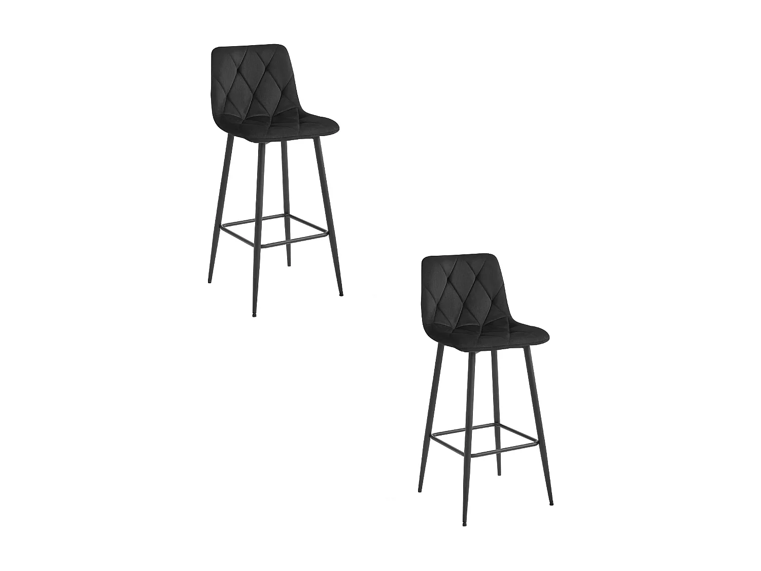 Valora KODA STOOL Czarny aksamitny stołek barowy x2