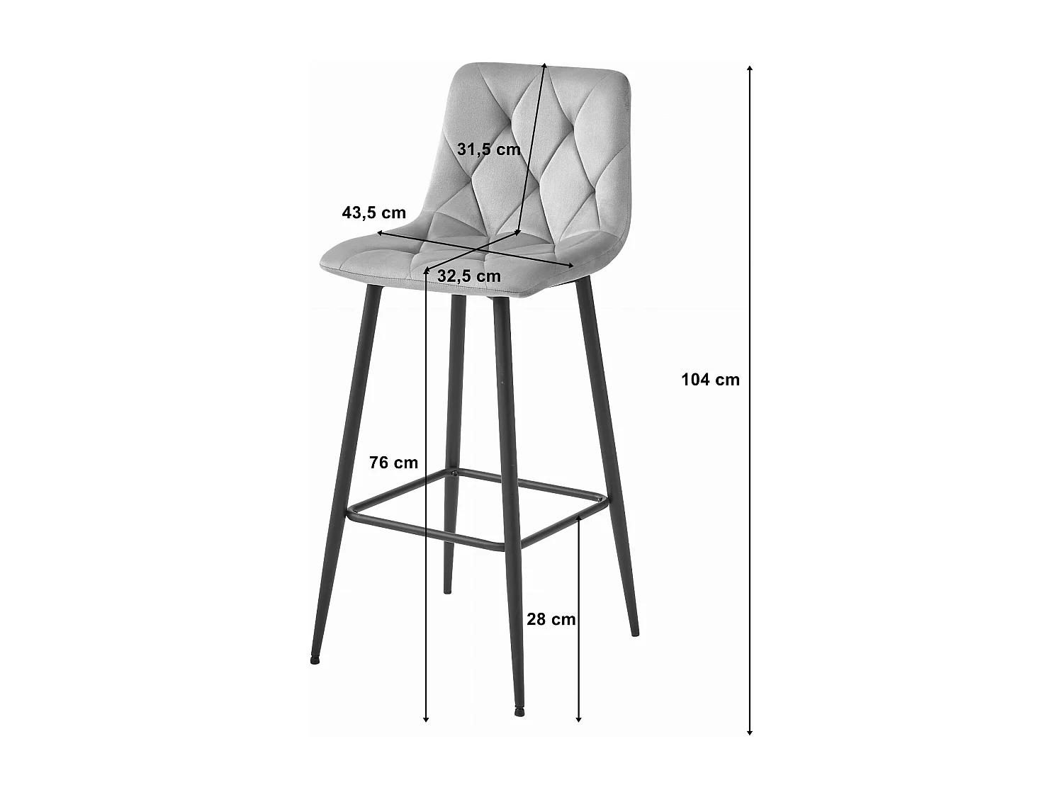 Valora KODA STOOL Czarny aksamitny stołek barowy x2