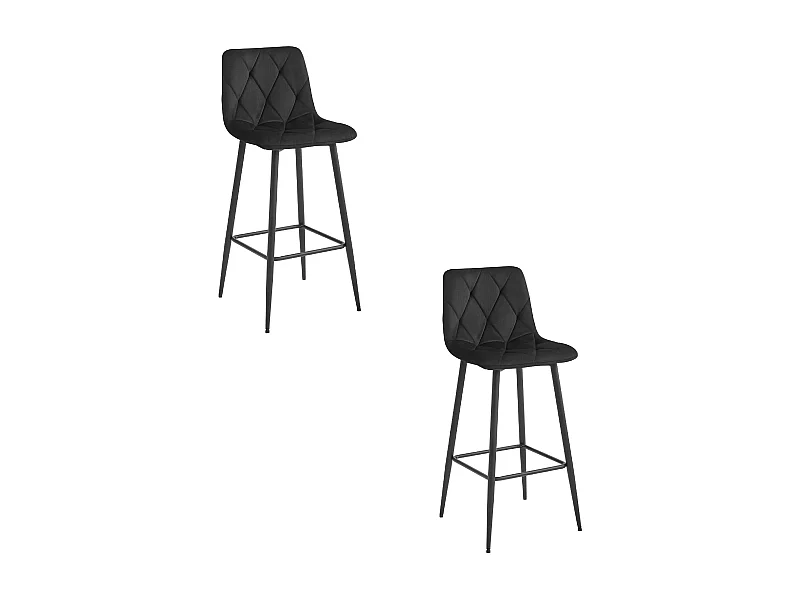Valora KODA STOOL Czarny aksamitny stołek barowy x2