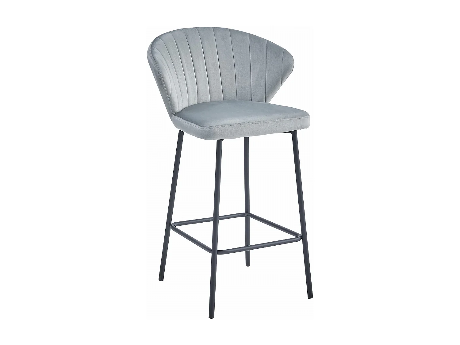 Tabouret Valora GATTA en velours gris argenté avec pieds noirs pour la cuisine (x4)