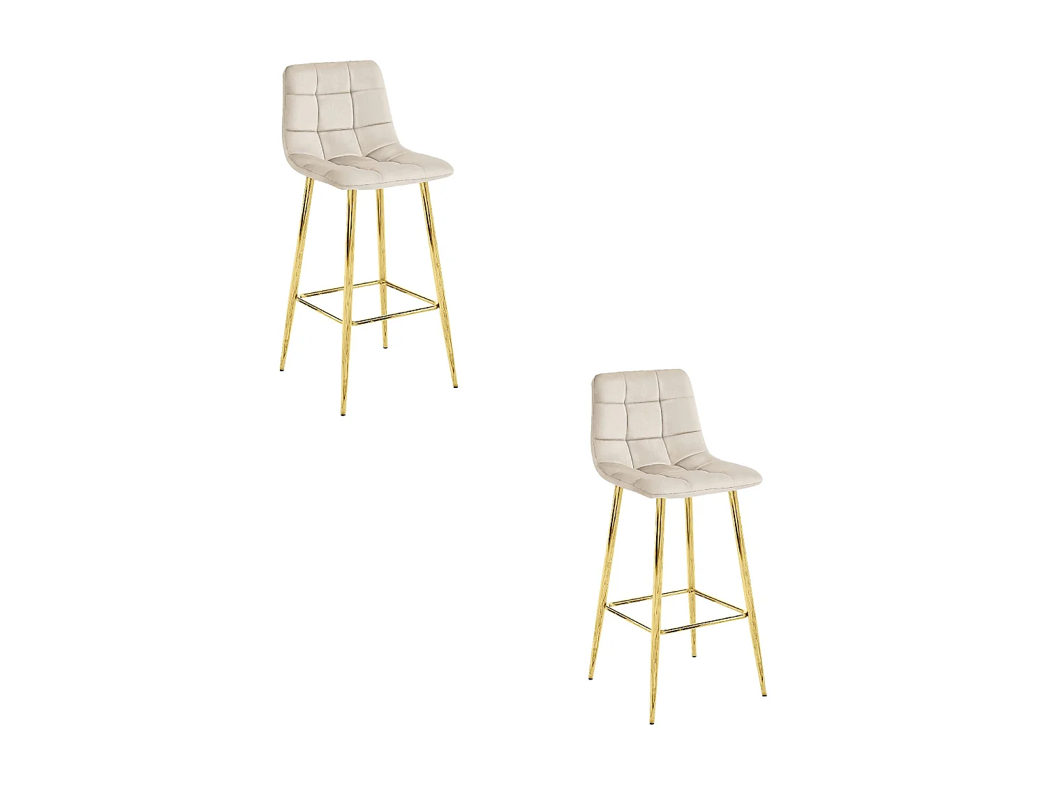 Tabouret Valora TEOTO en velours beige avec pieds dorés pour la cuisine (x2)