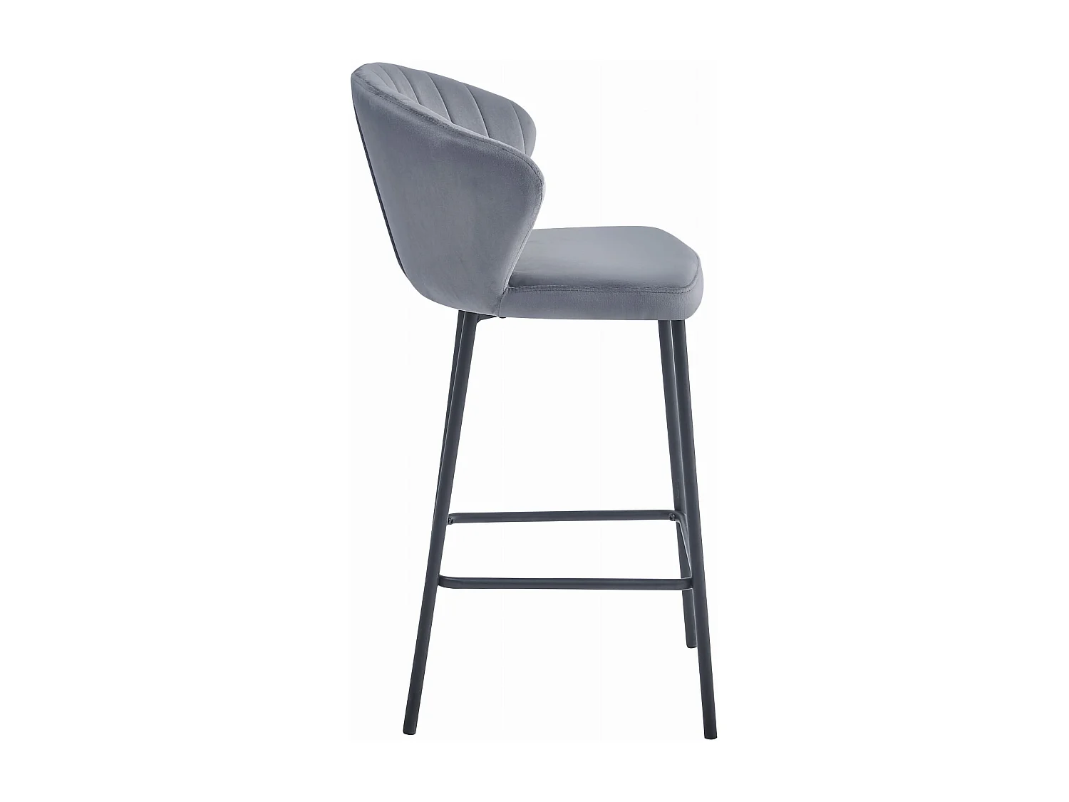 Tabouret Valora GATTA en velours gris foncé avec pieds noirs pour la cuisine